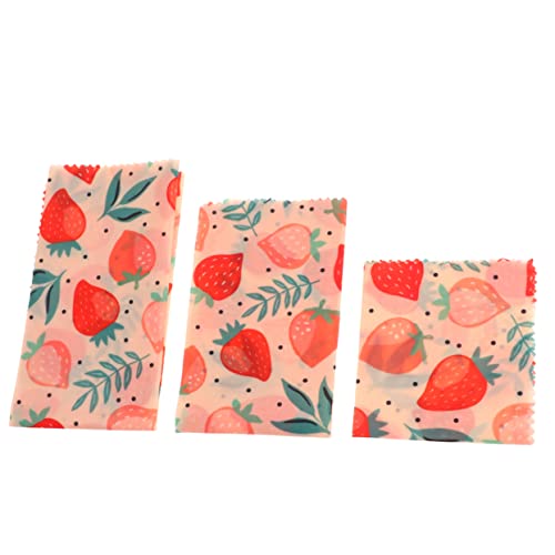 minkissy 3pcs Organic Beeswax Wraps Food Preservation Cloths Reusable Cotton Fabrics for Home Kitchen