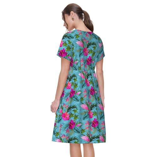 Robe d'été à manches courtes pour femme Hello Hawaï idéale pour la plage