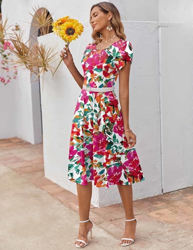 Image of ZEAGOO Womens Casual Dresses for Summer Short Sleeve Flare Midi Dress Loose Flowy Beach Sundress