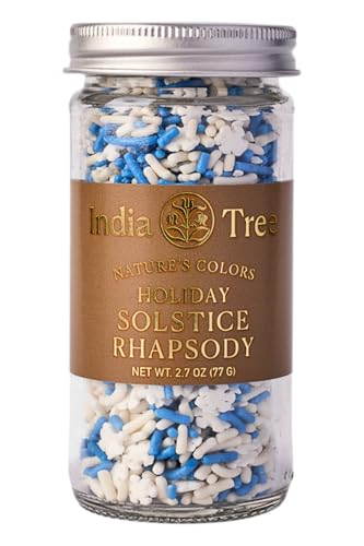 India Tree Nature’s Colors Cake Decorations Solstice Rhapsody Sprinkles in Glass Jar, Plant-Based Food Coloring, Non-GMO, No Artificial Dyes, Baking and Dessert Topping, 2.7 oz
