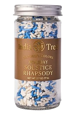 India Tree Nature’s Colors Cake Decorations Solstice Rhapsody Sprinkles in Glass Jar, Plant-Based Food Coloring, Non-GMO, No Artificial Dyes, Baking and Dessert Topping, 2.7 oz