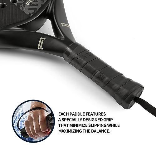 Padel Racket Carbon Fiber Surface with EVA Memory Flex Foam Core Padel Tennis Racquets Lightweight (8200-gray-2)