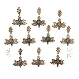 Abmessungen ca. Deckblatt mit Bachenkopf: Höhe 6,5 cm x Breite 8,2 cm; Zusatzblatt: Höhe 4,5 cm x Breite 2,5 cm; Material: Metall, mit Zange formbar; Optik: Messing / bronzefarben