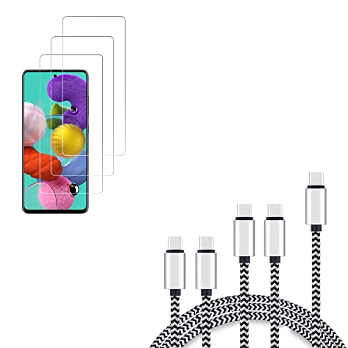 Ailun Screen Protector Compatible With Galaxy A52 4G/A52 5G/ A51/Galaxy A51 5G/Galaxy A51 5G Uw,[3 Pack],Tempered Glass And Usb C To Usb C Cable 10Ft 3Pack High Durability 60W 3A Usb Type C Devices #TOP19