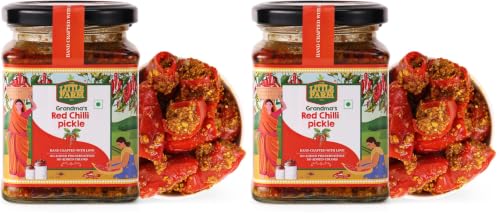 Image of THE LITTLE FARM CO Banarasi Red Chilli Pickle - Lal Mirch ka Achar (250g)| Less Oil Mustard Base Homestyle Bharwa Lal Mirch Ka Achar with Spicy Flavour | No Added Preservatives, Artificial Colours & Flavours