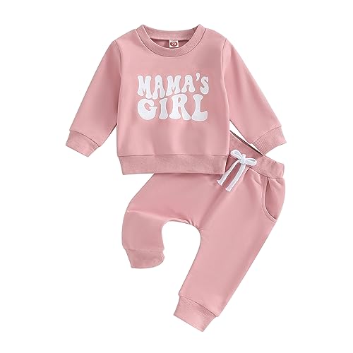 Image of FIOMVA Daddys Girl Baby Clothes Toddler Sweatshirt Pants Outfit Fall Winter Long Sleeve Top Infant 2 Piece Set