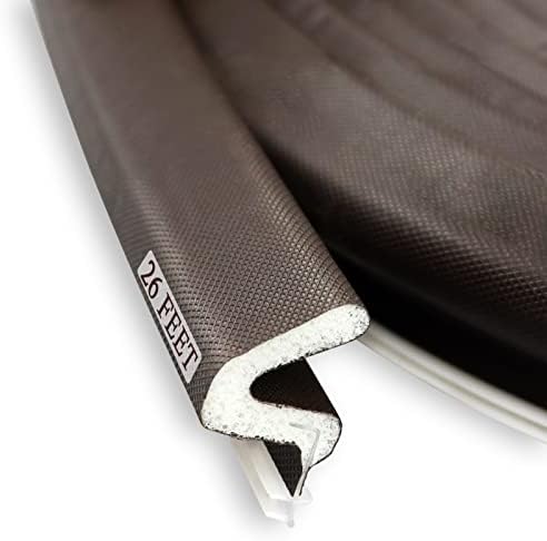 Kerf Weather Stripping Door Seal Strip 26 Ft "Q" Foam Door Weatherstrip Seal for Doors and Windows with Slot Card Slot Installation Seals, Easy Cut to Size (Brown)