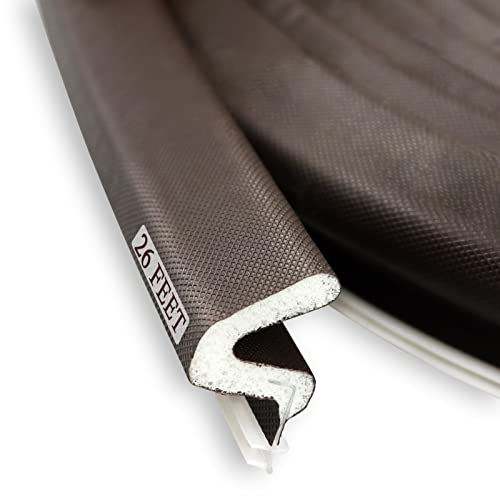 LSGCQ Kerf Weather Stripping Door Seal Strip 26 Ft Q Foam Door Weatherstrip Seal with Slot Card Slot Installation, Easy Cut to Size (Brown) by LSGCQ - Used condition - US$13.26