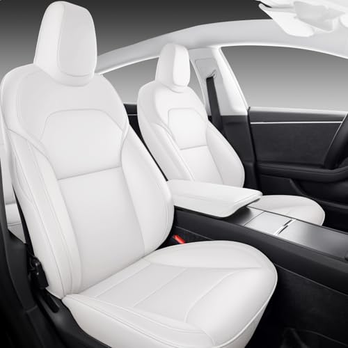 Wekar Car Seat Covers for New 2025 Tesla Model Y Juniper Nappa Leather Car Interior Seat Airbag Compatible Cushion Cover Full Set Custom Fit 2025-2026
