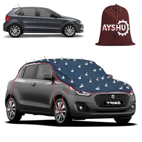 Image of AYSHU Water-Resistant Spike Car Cover for Volkswagen Polo - Protects from Dogs, Monkeys, Dust, Sunlight & UV - Full Roof Universal Fit