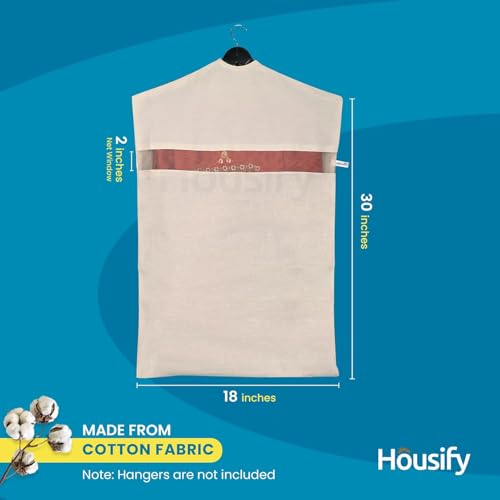 Image of Hanging Cotton Saree Covers with Zip (Set of 6) of 30x 18 (Inches) For saree storage bags | Haniging Cotton Saree Cover /Bags for Saree /clothes (HANGERS ARE NOT INCLUDED WITH SAREE COVER) (6)