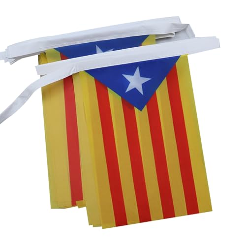 Image of AZ FLAG Catalonia Estelada Blava 6 meters BUNTING Flag 20 flags 9'' x 6'' - Independentist Catalan STRING flags 15 x 21 cm