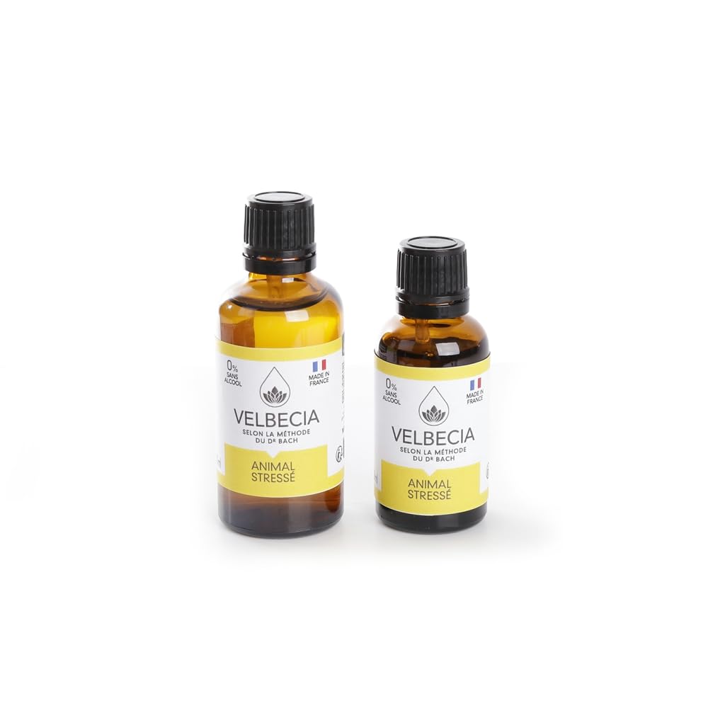 Velbecia Animal stressé 30ml +1 Offert Elixirs de fleurs Sans Alcool - Méthode du Dr Bach - Apaise et calme votre animal