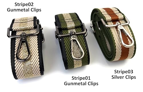 Image of Purse Strap Replacement for Crossbody Bags & Handbags | Premium Webbing with Gunmetal Black Hardware Clip-On Installation Adjustable Length Comfortable Wide Guitar Style Strap