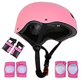 【Kit de protección completo】Protección de patinete freestyle incluye 1 casco ajustable, 2 muñecas, 2 codos y 2 rodilleras, un equipo de protección perfecto para los niños para evitar lesiones. Casco de bicicleta para niños, coderas, rodillera, protectores de muñeca, adecuado para niñas y niños