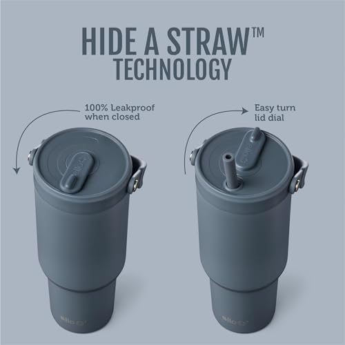 Image of Ello Oasis Go+ 26oz Tumbler with Top Handle and Retracting Straw | Reusable Insulated Stainless Steel Cup, 100% Leakproof Water Bottle, 24 Hours Cold, Cup Holder Friendly For Travel | Horizon
