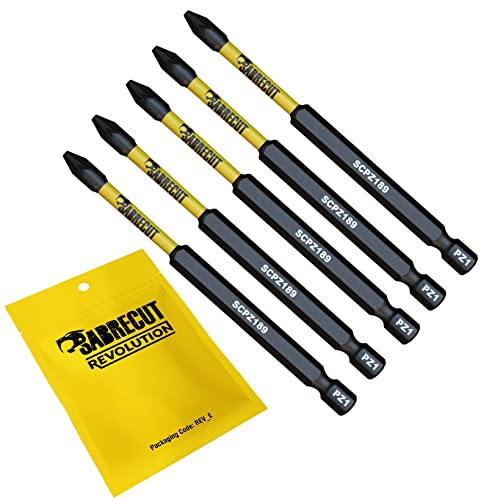 5 x SabreCut SCPZ189_5 89mm PZ1 Magnetic Impact Screwdriver Driver Bits Set Pozi Pozidriv Heavy Duty