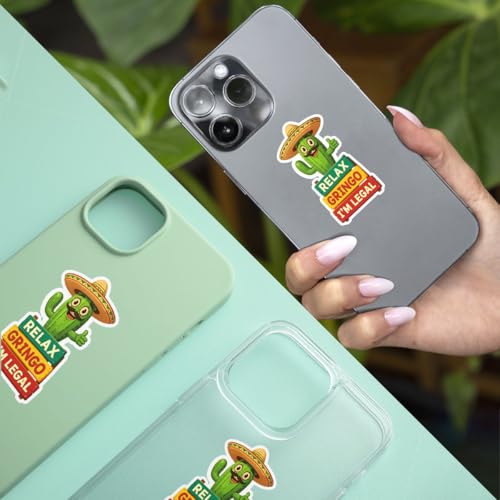 Image of 3Pcs Relax Gringo Im Legal Sticker, Relax Gringo I'm Legal Sticker for Car, Relax Gringo Calcomanias De Mexico Funny Immigrant Calcomanias Mexico Mexican Cactus Stickers for Truck Car Helmet (N4)