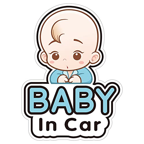 Image of 2 Pcs Baby in Car Stickers Sign and Decal for Girl, Baby Car, Removable Safety Notice Board, Cute Window, on Board Stickers(Boy Style)