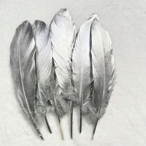 50 pcs plumes d'oie or argent Plume artisanat naturel bricolage Plumas bijoux chapeaux de fête de mariage accessoires de décoration de la maison-argent-15-20 CM 50 pièces
