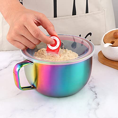 Nonbrand Qobimoon Stainless Steel Noodle Bowl Set With Lid & Handle, Stainless Steel Ramen Bowls Instant Noodle Bowl£¬Pasta Bowl,Salad, Cereal Bowl,Stainless Steel Soup Bowl -Rainbow Color #TOP3