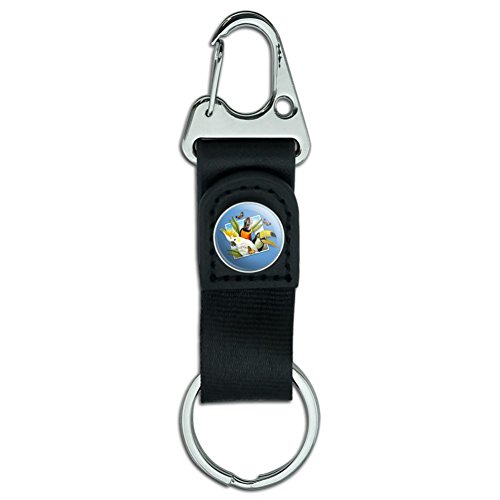 Tropical Birds Selfie Parrot Toucan Keychain with Leather Fabric Belt