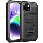 Beeasy for iPhone 14 Case Waterproof Heavy Duty Shockproof Tough Metal Armour Cover Dustproof Built-in Screen Protector, Robust 360 Full Body Military Protective Rugged Case for iPhone 14 6.1inch