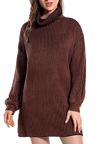 EASE ART Pull Femme col Roulé Manches Longues Décontracté Tricoté Sweaters Chaud Hiver Automne Robe Pull Cover