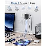 DOACE Universal Travel Adapter, 140W GaN 3.0 European Travel Plug Adapter with Built-in USB-C Cable, 6 in 1 USB-C PD Fast Charging Universal Adapter for Worldwide Travel-EU/UK/USA/AUS - Image 3