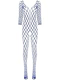 YONGHS Womens Fishnet Bodystocking Lingerie Teddy Long Sleeve Bodysuit Underwear Mesh Pantyhose...