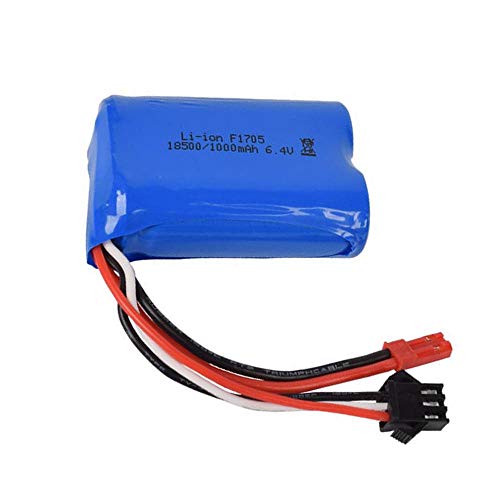 Styleart BateríA De Iones De Litio De 6,4 V 1000 Mah Jst-2p Enchufe con Cargador, para Wltoys A303 A313 A323 A333 1/12 RC Coches Barcos Juguetes Piezas 18500