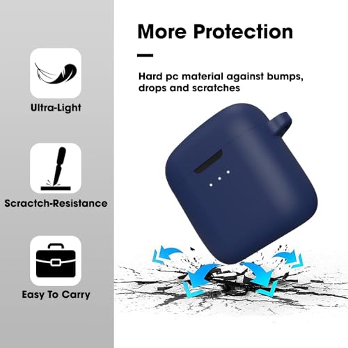 Image of Sounce Earphone Case Cover Compatible with Boat Airdopes 131, Soft Silicone Skin Case Cover Shock-Absorbing Protective Case with Keychain [Front LED Visible] - (Blue)