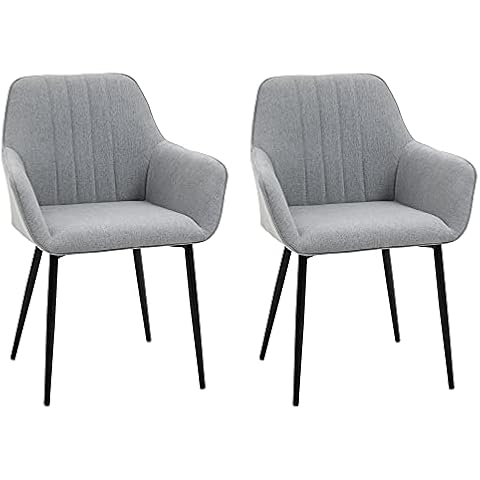 HOMCOM Light Grey Upholstered Dining Chairs Set Cover