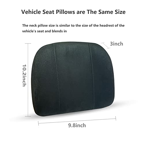 Car Headrest Pillow Soft Suede Fabric Memory Foam Car Neck Pillow Ultimate Comfort and Support for Driving and Travel(Black)