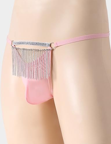 SEAUR Men's Bikini Thongs Panties Bugle Pouch G String Underwear Low Rise T Back Briefs with Tassel2
