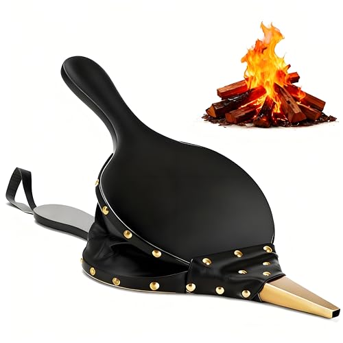 Amagabeli Fireplace Bellows 43cm x 19cm Large Wood Air Blower Cast Nozzle for Outdoor Camping BBQ Grill Chimney Hand Bellow Pump Pit Barbeque Fire Tools Accessories with Hanging Strap (Black)