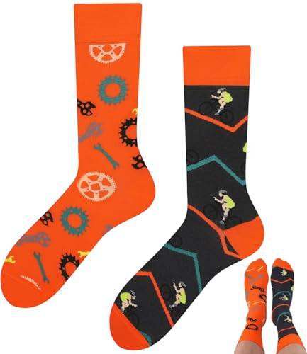 TODO Colours Lustige Fahrrad Socken Damen, MTB Socken Rennrad motiv (35-38,...
