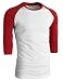 TL Men's Basic Crew Neck Cotton 3/4 sleeve Essentail Raglan Baseball Tee Shirts (LARGE, RED_WHITE)