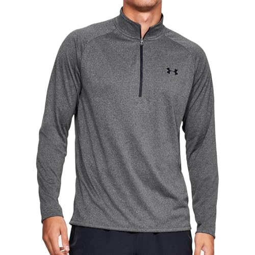 UA Tech 1/2 Zip sweat sport manches longues homme running fitness gris