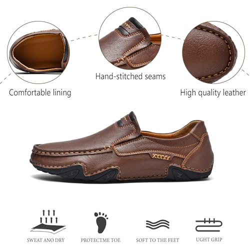 Mens Business Loafers Leather Casual Oxford Shoes Lightweight Soft Work Shoes Non-Slip Comfortable Driving2