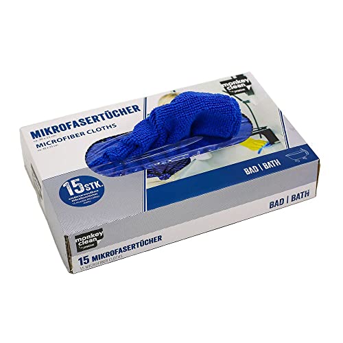 MONKEY CLEAN® Juego de 15 paños de microfibra para baño, reutilizables, universales, 30 x 23 cm, paños de limpieza, paño de microfibra, paños de cocina, paños de limpieza
