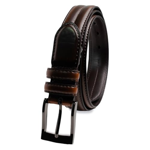 [Hanes] ヘインズ メンズベルト レザー 100㎝ ピンタイプ (ダークブラウンB)