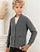Happy Cherry Boy's Sweater Cardigan - Simple Solid Color Long Sleeve with Pockets Kid Knit Grey Coats for Autumn and Winter 150cm 8-9 Years