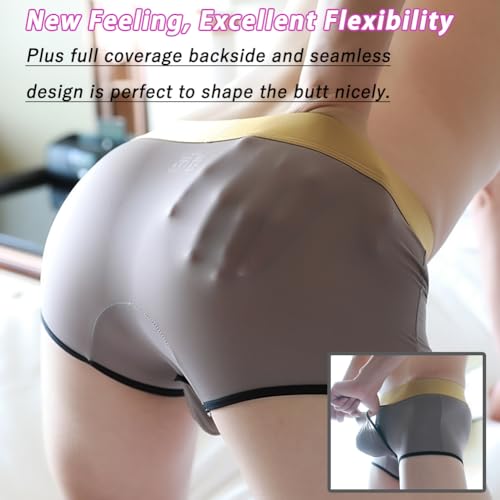 Men's Separated Pouch Boxers Fly Pouch Front Open Enhance Bulge Underwear Quick Dry Ultra-Thin Trunks4