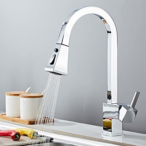 Grifo de cocina extraíble con 2 caños y monomando giratorio 360 2
