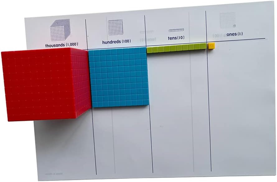 Kghios Base Ten Blocks Set - 131 PCS Base 10 Blocks Set with Game Mat for Math ，Learning Math Manipulative Teach Kids Volume, Place Value and Number Concepts for Early Counting Math in School or Home