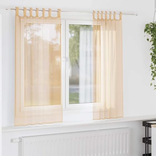 Rideaux en voile sable tamisants 140x175cm | Voilage isolant thermique phonique salon et chambre - 2