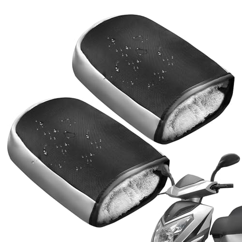 Cubiertas de manillar de scooter eléctrico de invierno – Fundas de guantes impermeables, a prueba de viento, forradas con forro polar | Asas cálidas de algodón engrosadas para conducir en motocicleta