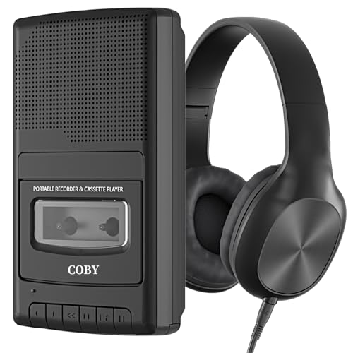 Image of Coby Portable Cassette Player & Recorder with Over-Ear Headphones, Built-in Microphone, One-Touch Recording, Automatic Stop, Carry Handle - Tape Playback & Voice Recording