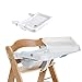 Hauck - Plateau Repas Alpha Tray 3 in 1 - Plateau avec Tablette Amovible - Compatible avec Chaise-Haute Alpha+ - Montage Simple - Blanc - Réglable - avec Bord Elevé et Approfondissement pour Boissons